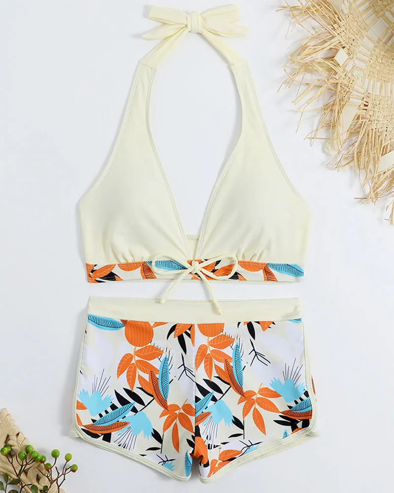 SheCurve? Split High Waist Patchwork Swimsuit