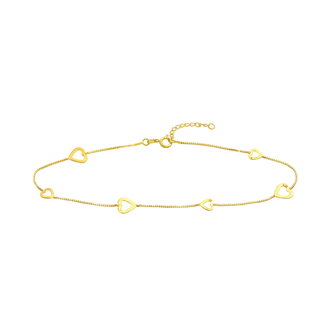 Sideways Open Hearts Adjustable Anklet