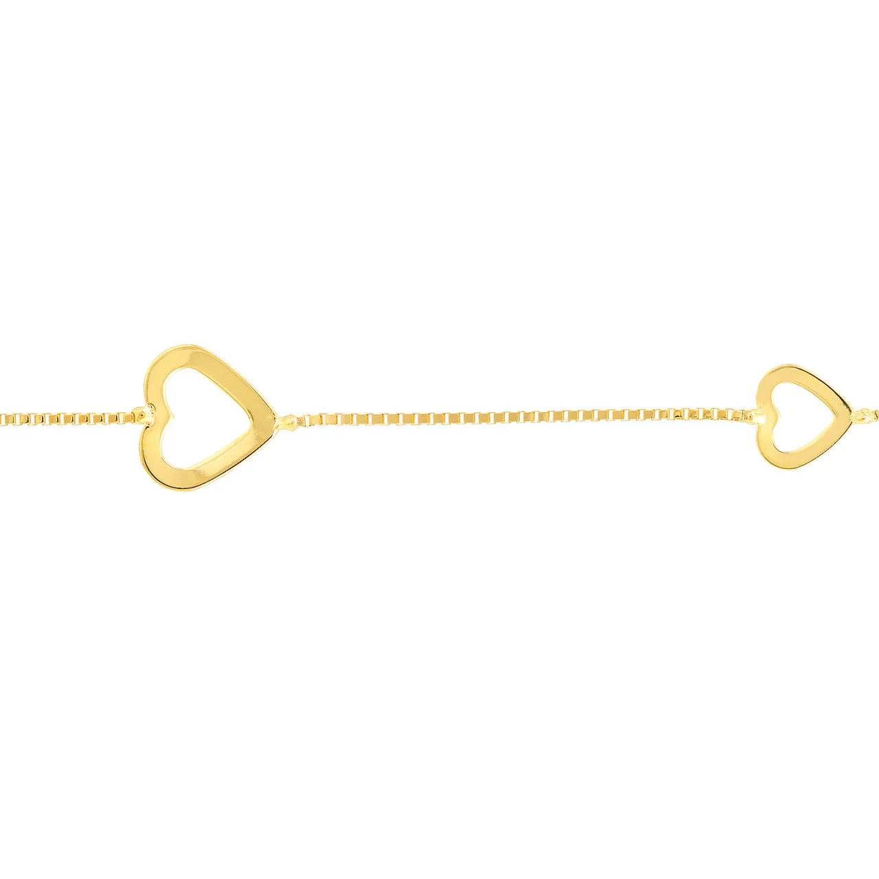 Sideways Open Hearts Adjustable Anklet