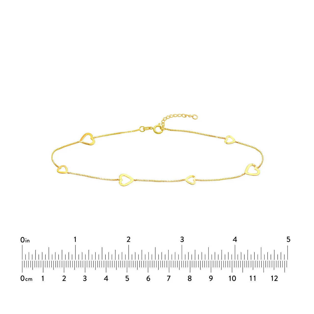 Sideways Open Hearts Adjustable Anklet