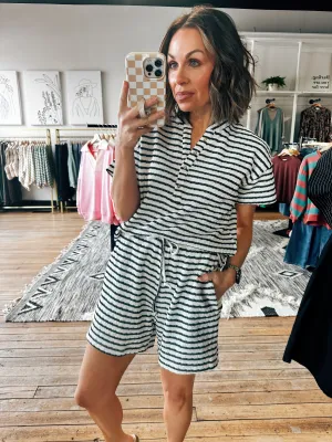 Sienna Striped Textured Top and Shorts Set