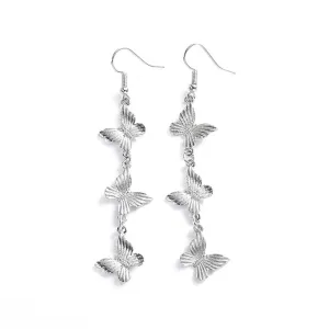 Silver-Plated Butterfly Chain Drop Earrings