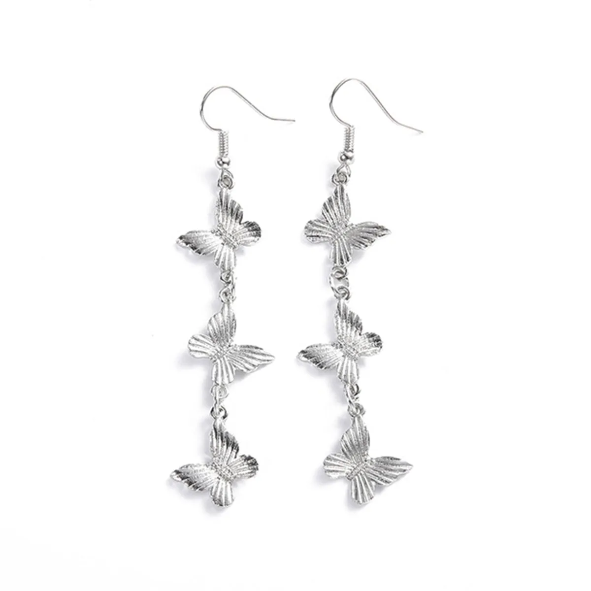 Silver-Plated Butterfly Chain Drop Earrings