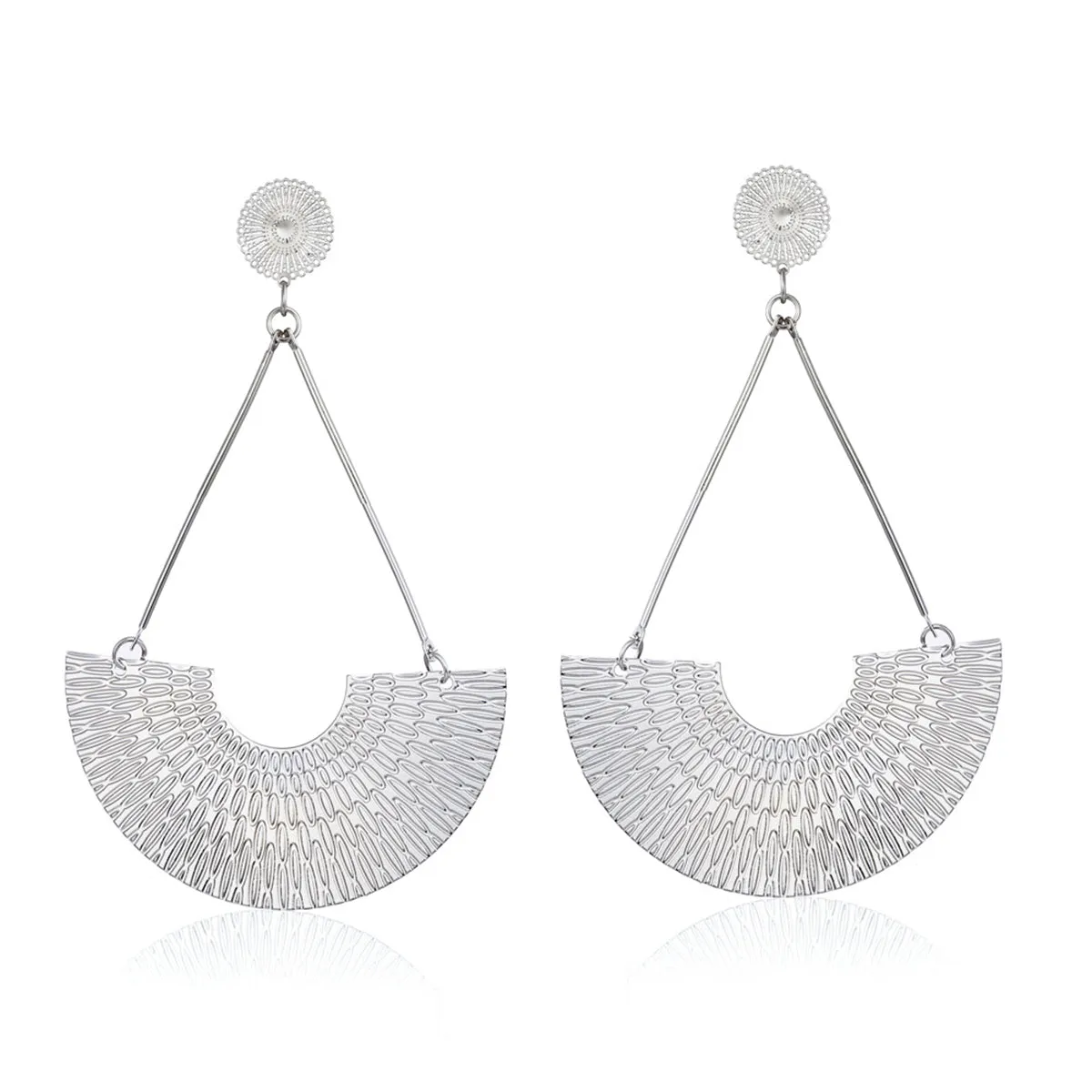 Silver-Plated Fan Drop Earrings