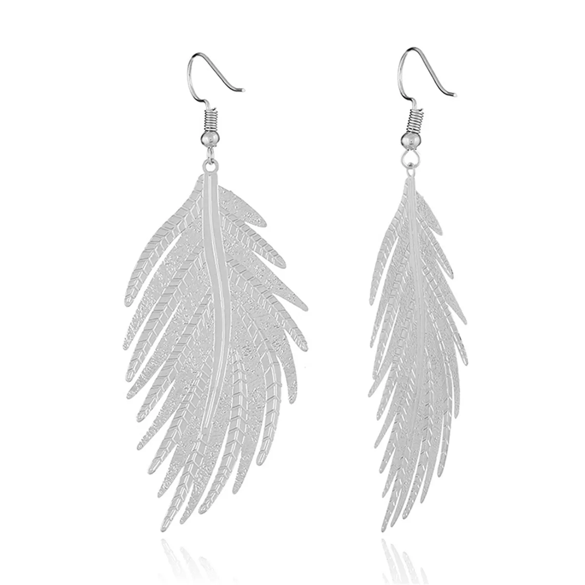 Silver-Plated Feather Drop Earrings