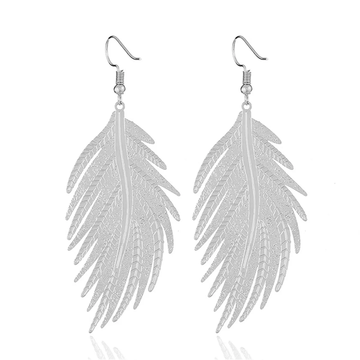 Silver-Plated Feather Drop Earrings