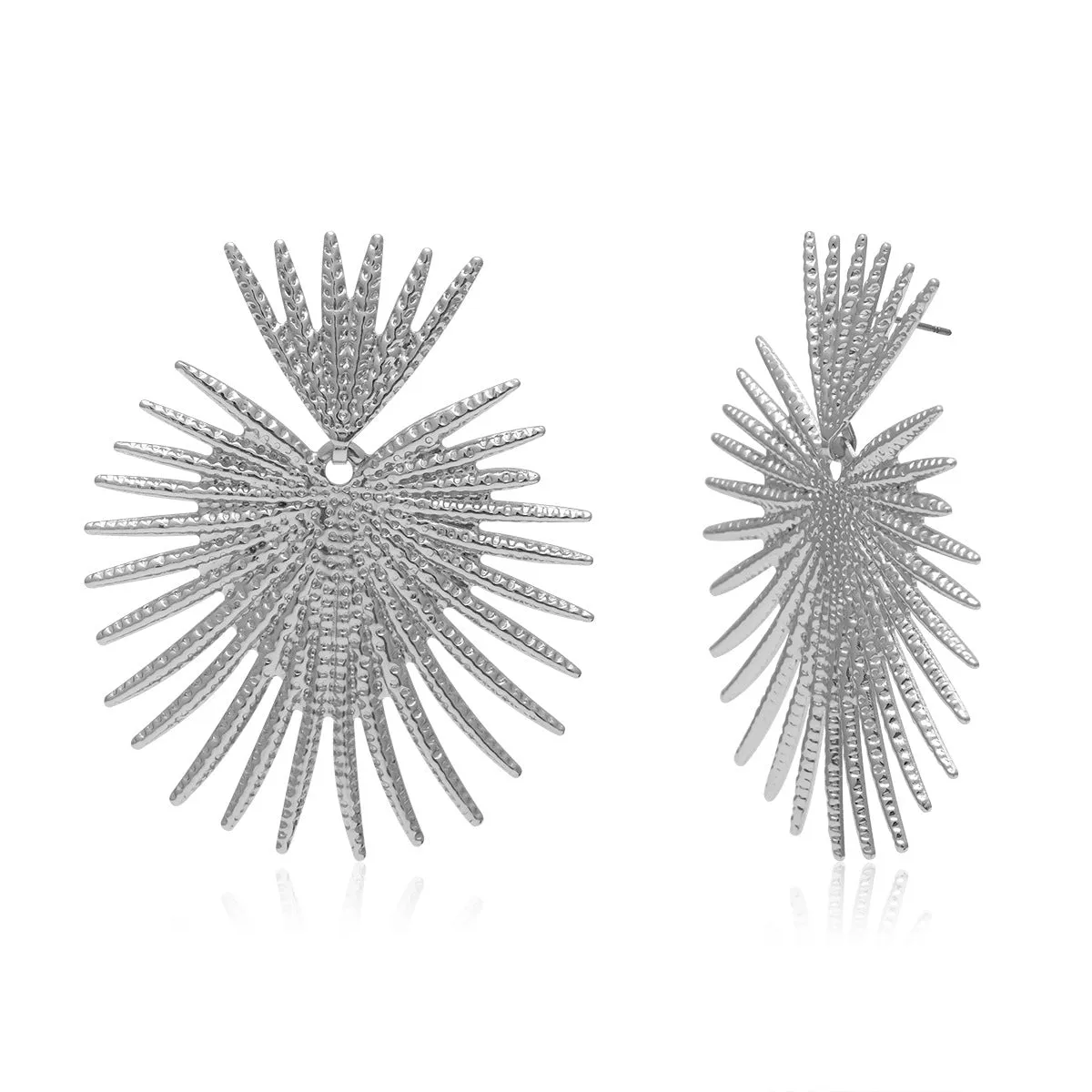 Silver-Plated Heart Burst Drop Earrings