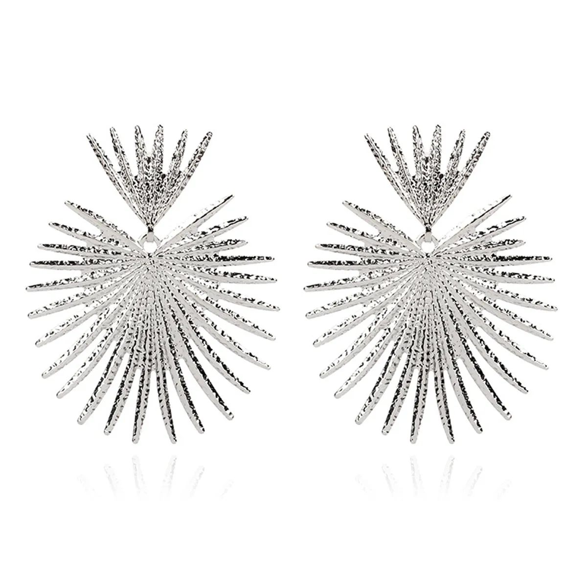 Silver-Plated Heart Burst Drop Earrings