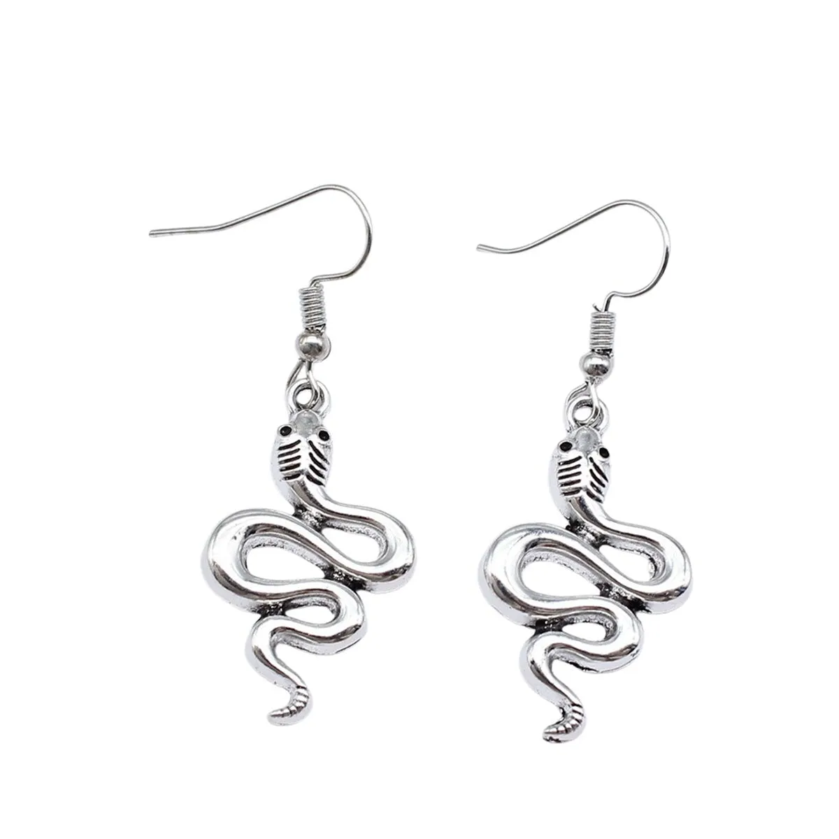 Silver-Plated Rattlesnake Drop Earrings