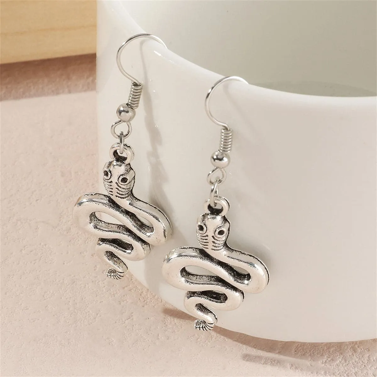 Silver-Plated Rattlesnake Drop Earrings