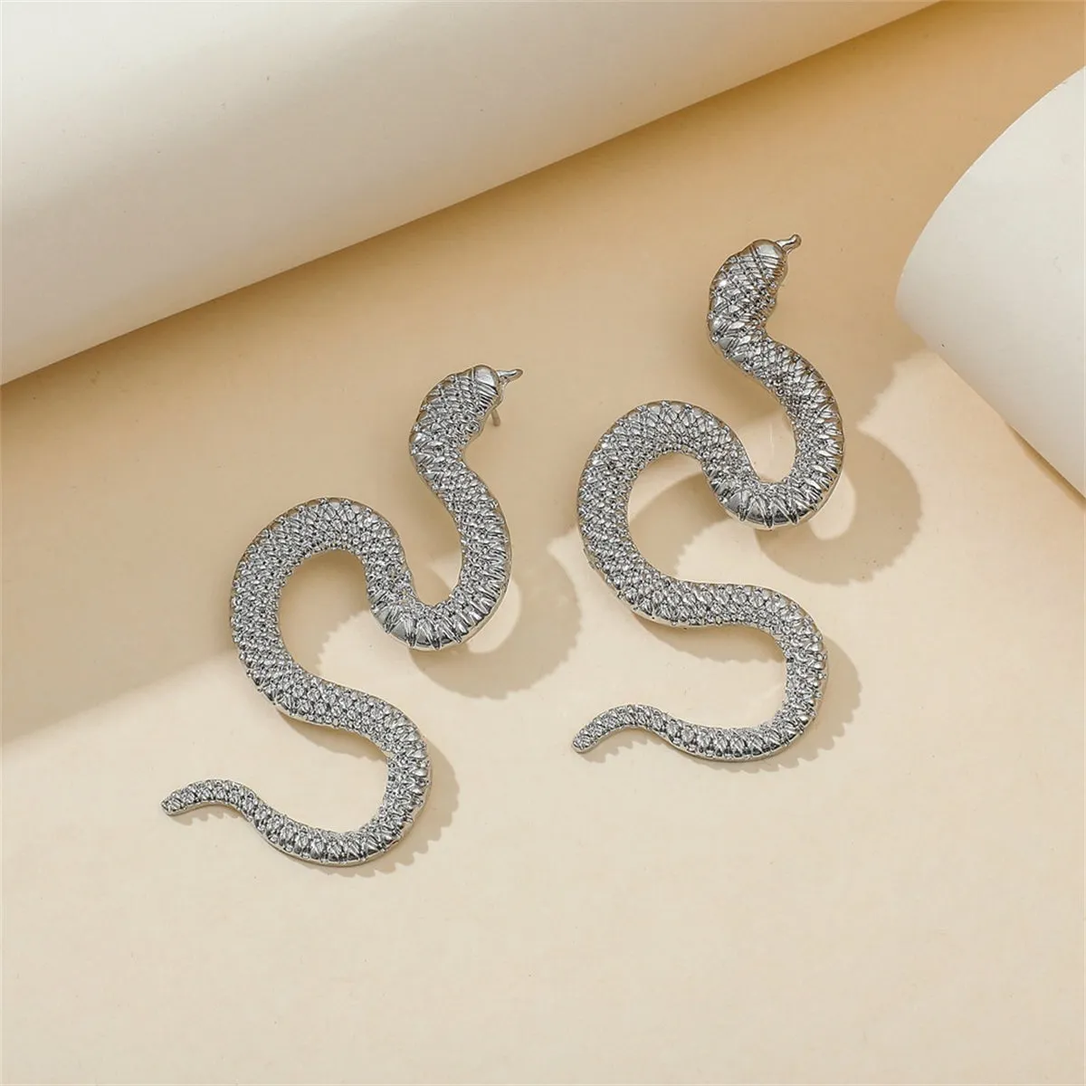 Silver-Plated Snake Drop Earrings