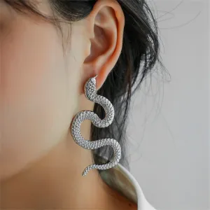 Silver-Plated Snake Drop Earrings