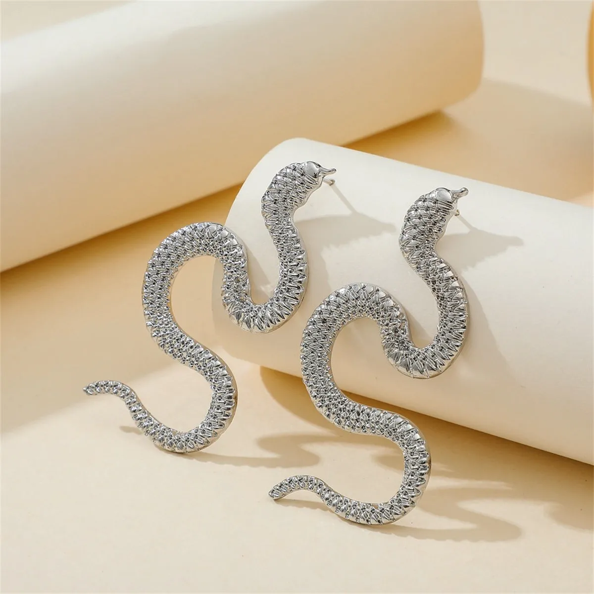 Silver-Plated Snake Drop Earrings