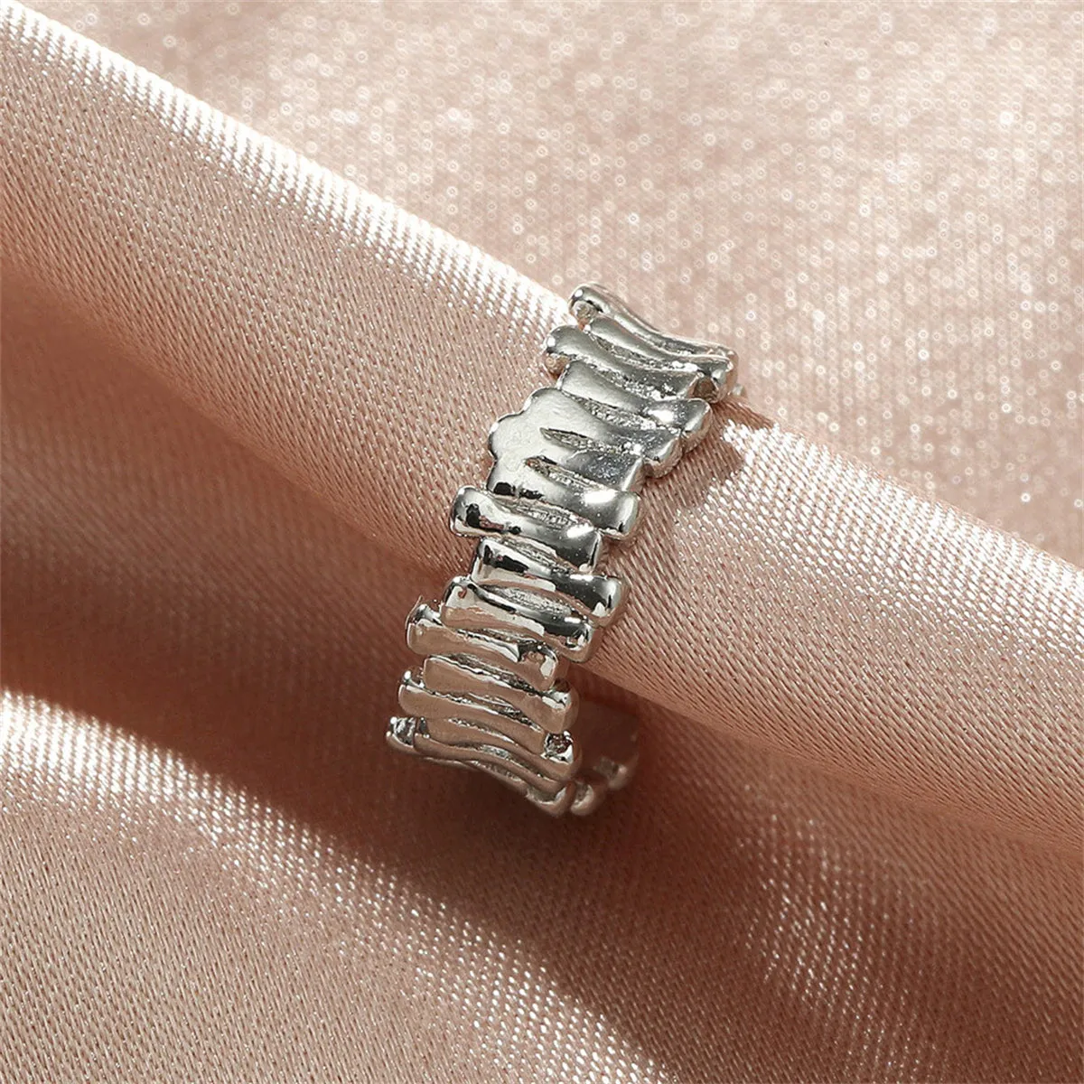 Silver-Plated Stacked Bar Ear Cuff