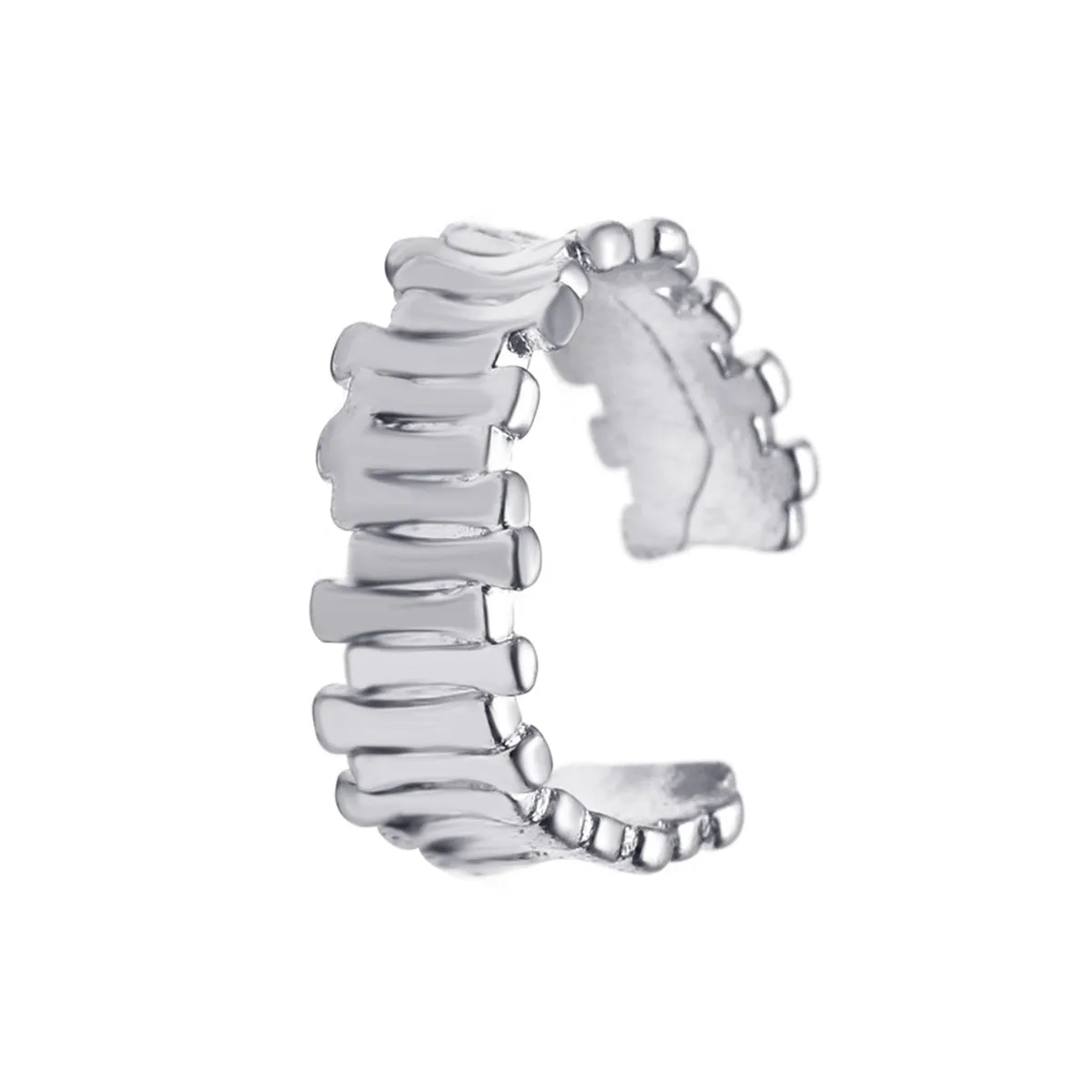 Silver-Plated Stacked Bar Ear Cuff