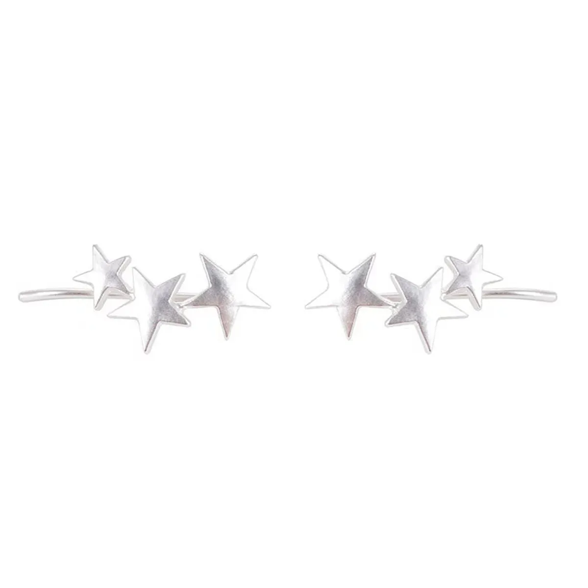 Silver-Plated Stars Ear Climbers