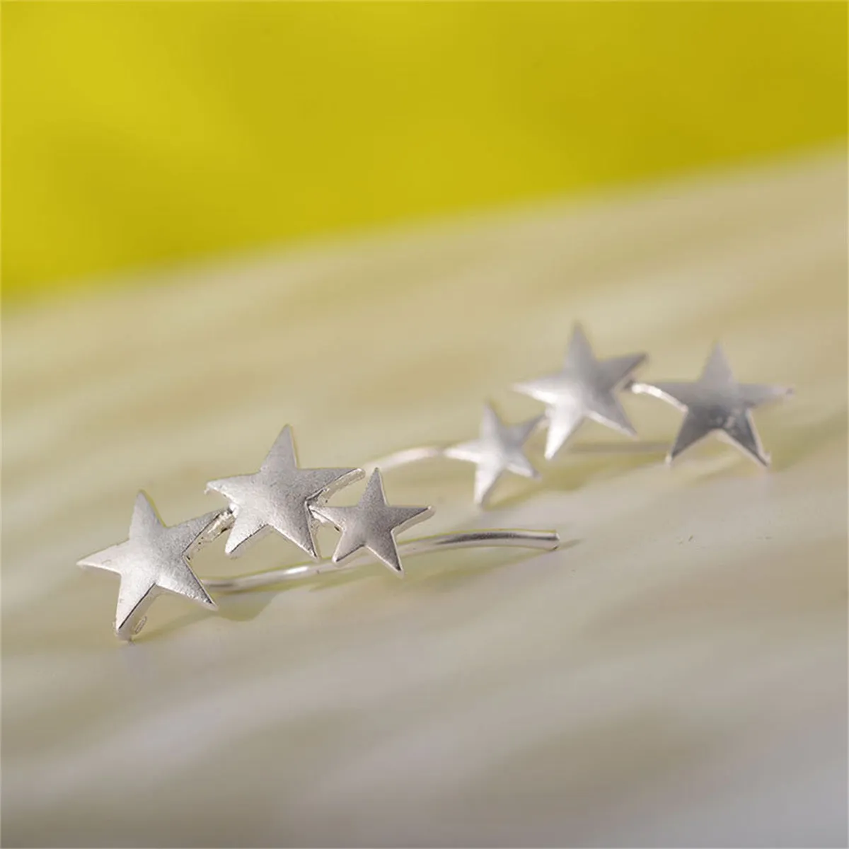 Silver-Plated Stars Ear Climbers