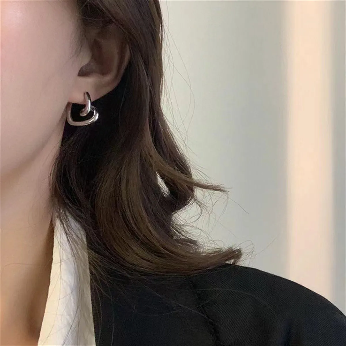 Silver-Plated Swirl-Heart Stud Earrings