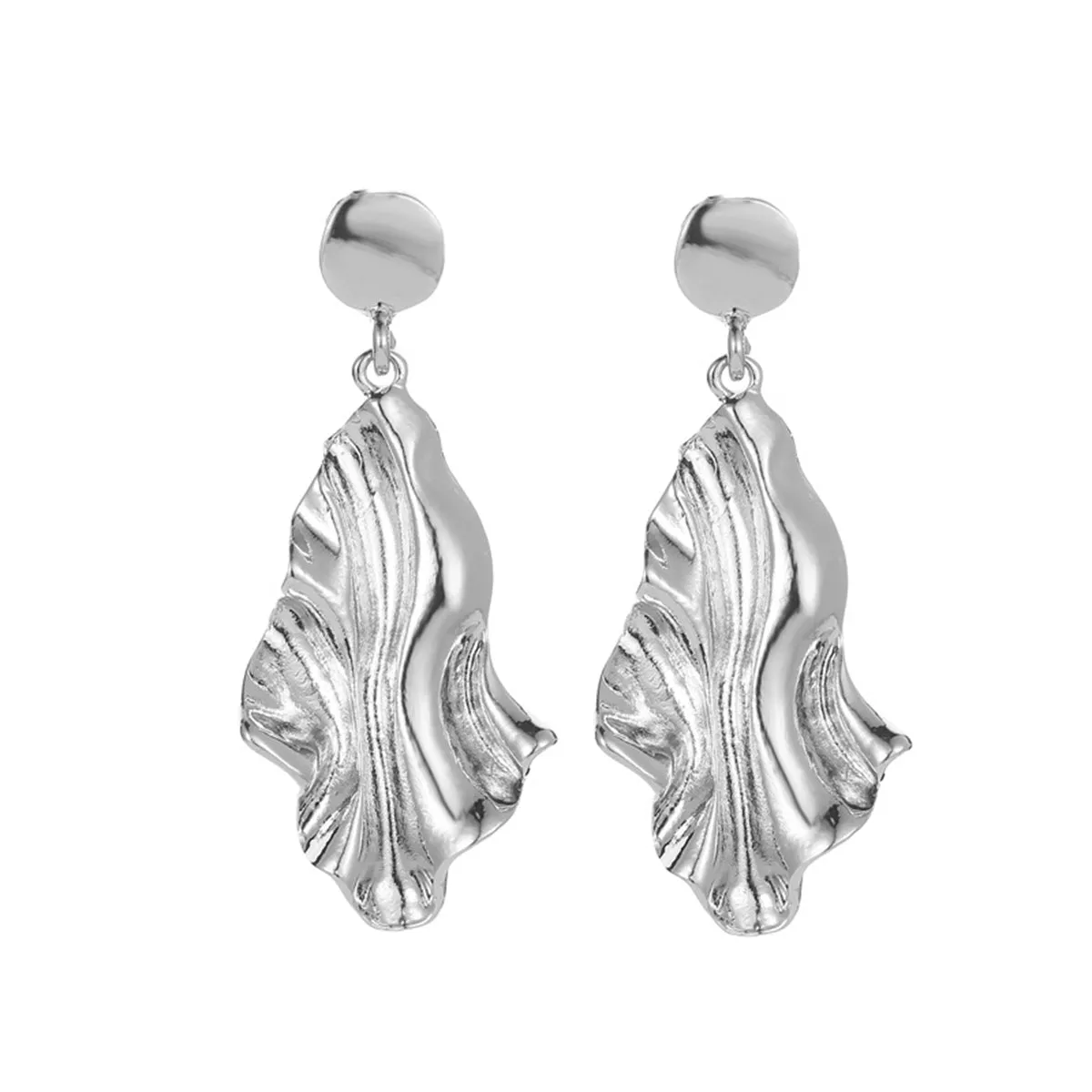 Silver-Plated Textured Drop Earrings