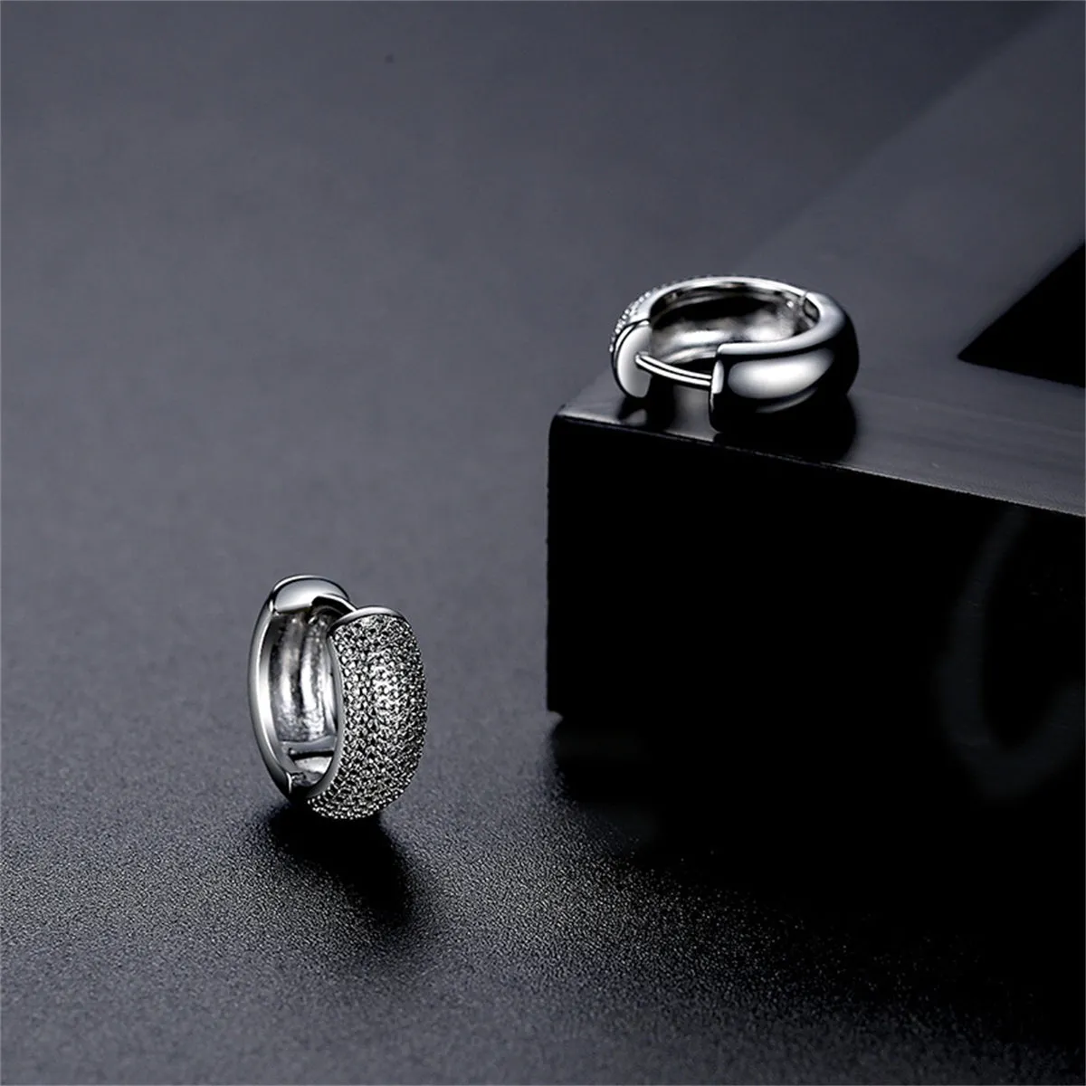 Silver-Plated Textured Huggie Earrings