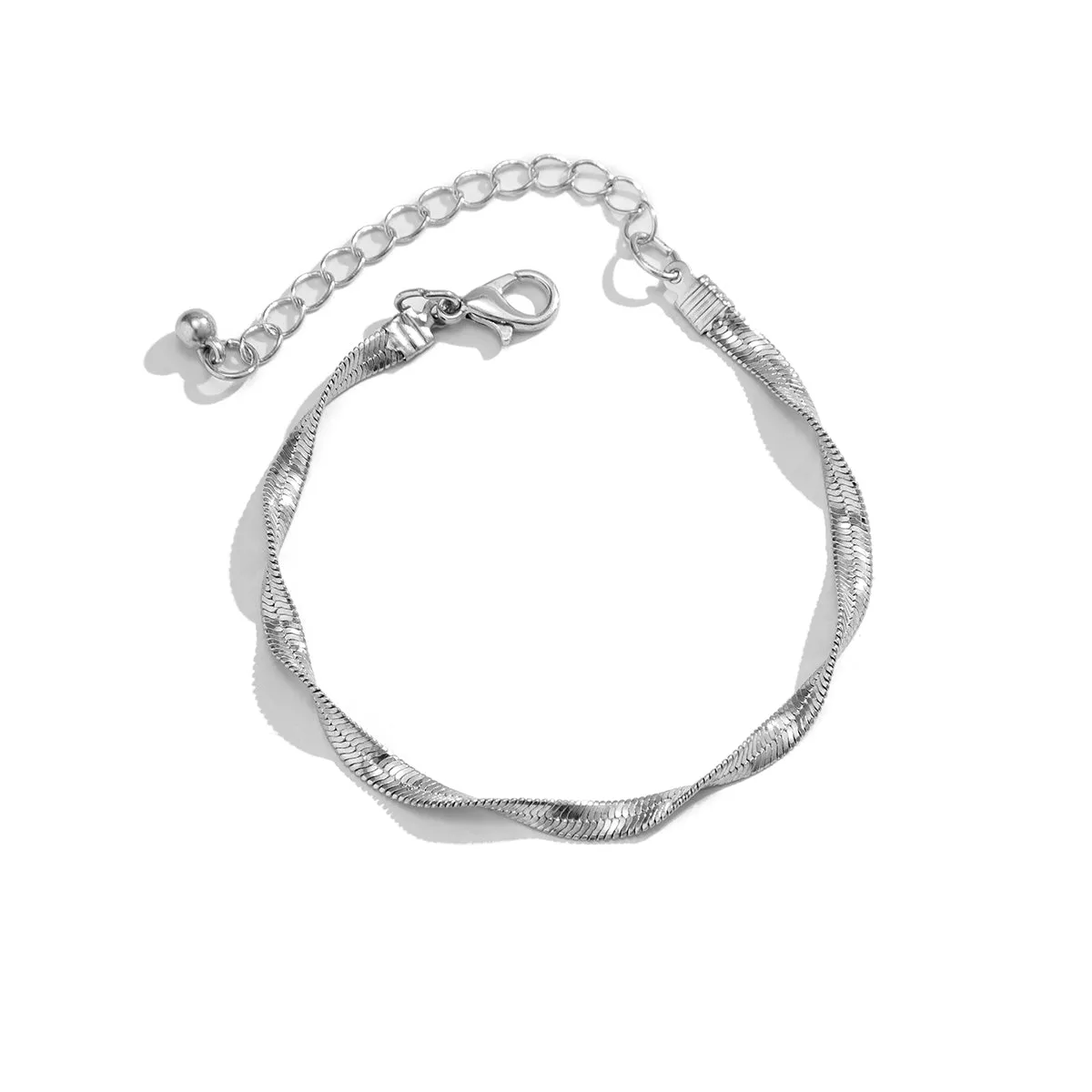 Silver-Plated Twisted Snake Chain Bracelet