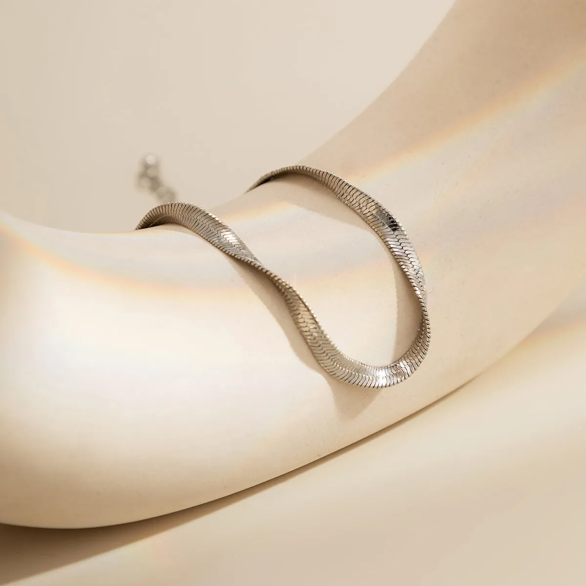 Silver-Plated Twisted Snake Chain Bracelet