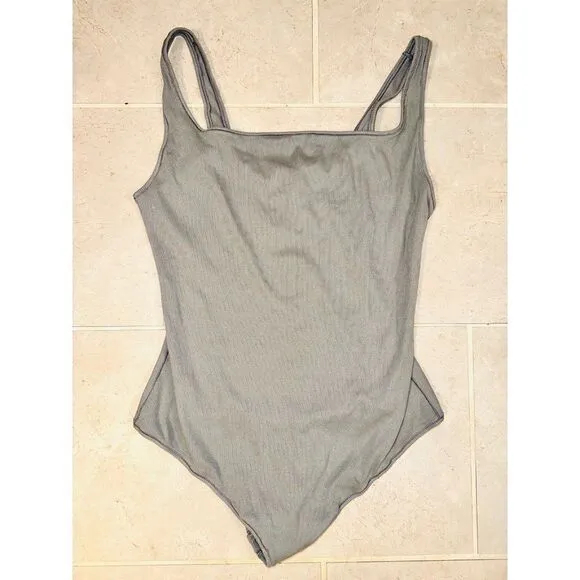 SKIMS ribbed scoop neck bodysuit new nwt 3X women's soft gray