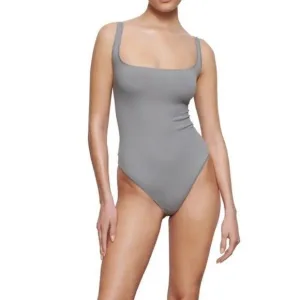 SKIMS ribbed scoop neck bodysuit new nwt 3X women's soft gray