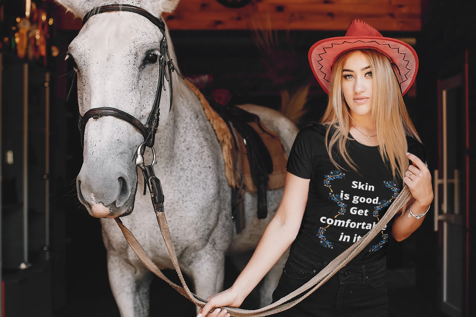 Skin is good. Get comfortable in it. Bella soft tee. Womens 5 colors sizes SM M L XL 2X 3X
