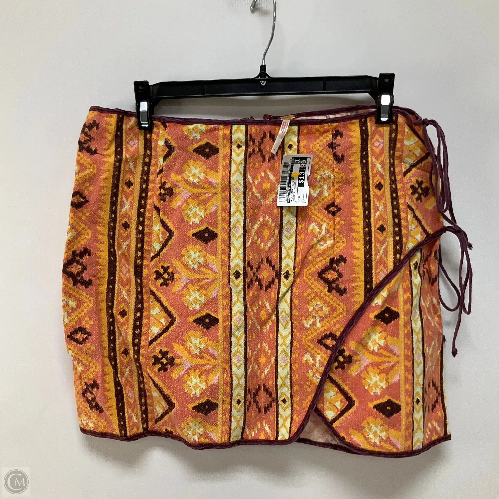 Skirt Mini & Short By Free People In Orange & Yellow, Size: 8