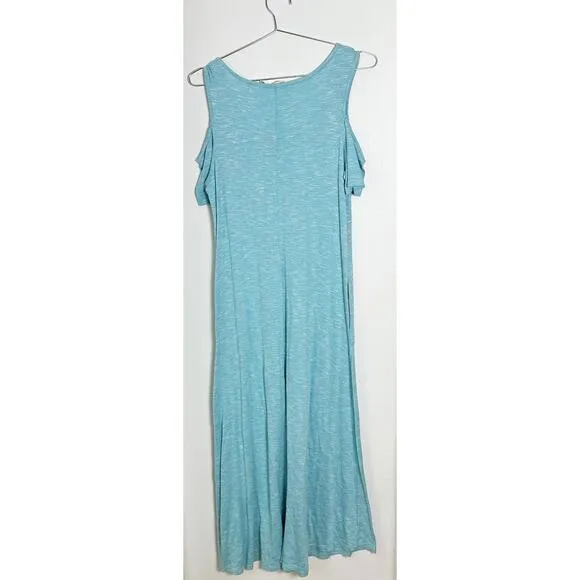 Soft Surroundings Electra Cold Shoulder Blue Maxi Dress 29341 sz M