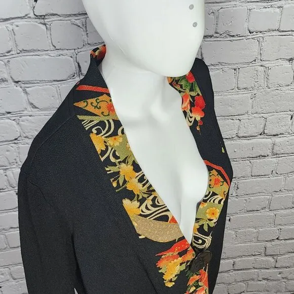 Soft Surroundings Kimono-Style Black Knit Coat, Women's Medium