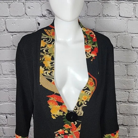 Soft Surroundings Kimono-Style Black Knit Coat, Women's Medium