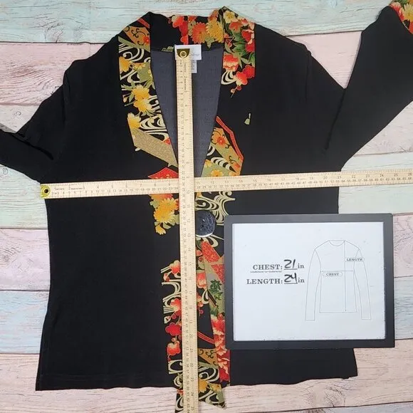 Soft Surroundings Kimono-Style Black Knit Coat, Women's Medium