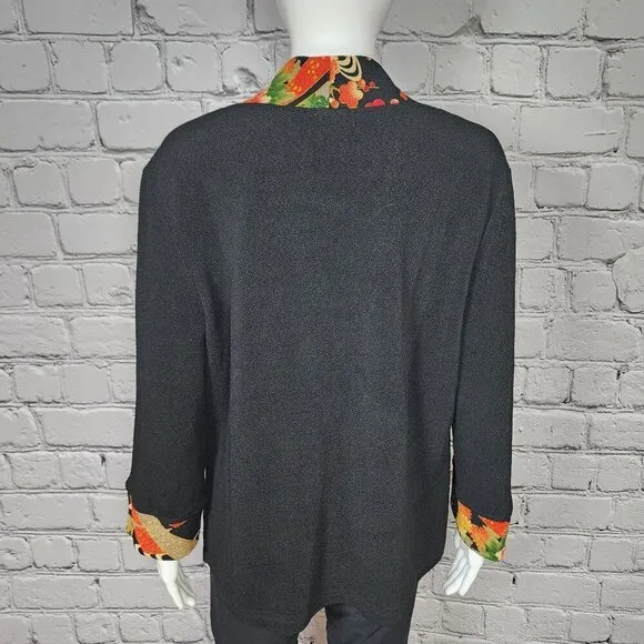 Soft Surroundings Kimono-Style Black Knit Coat, Women's Medium