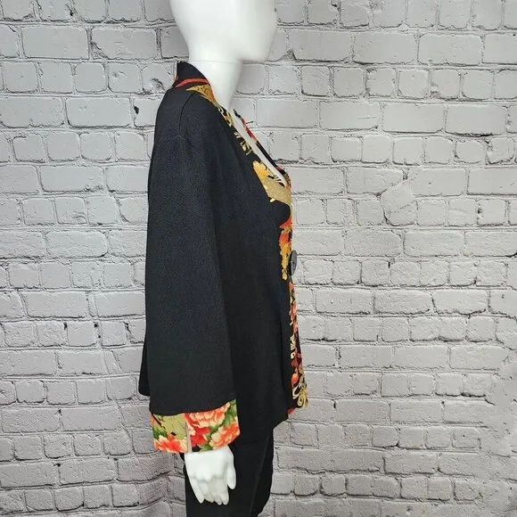 Soft Surroundings Kimono-Style Black Knit Coat, Women's Medium
