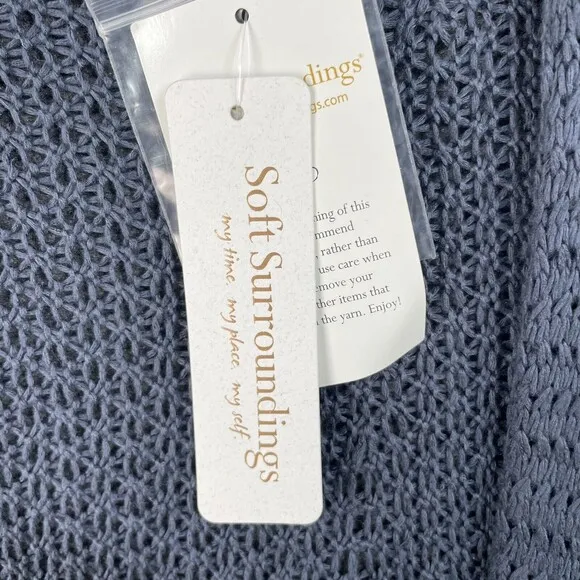 Soft Surroundings Wrap Sweater Blue Take it Easy Women's Size OS NWT