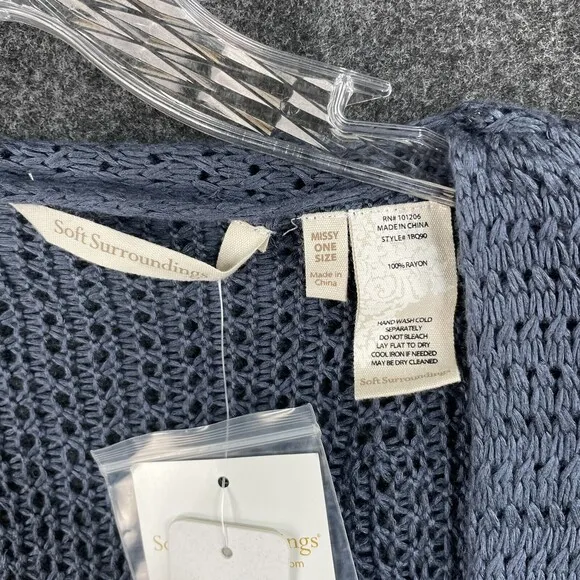 Soft Surroundings Wrap Sweater Blue Take it Easy Women's Size OS NWT