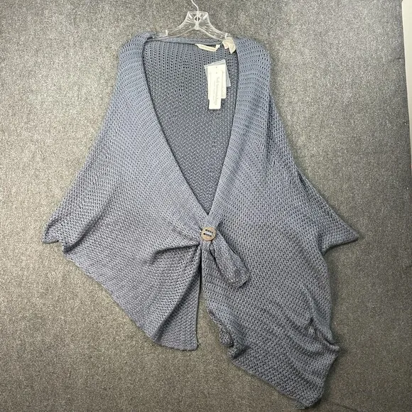Soft Surroundings Wrap Sweater Blue Take it Easy Women's Size OS NWT