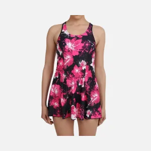 Speedo Allover Print Racerback Women's Swimdress -Navy/Fluo Pink/Magenta/White
