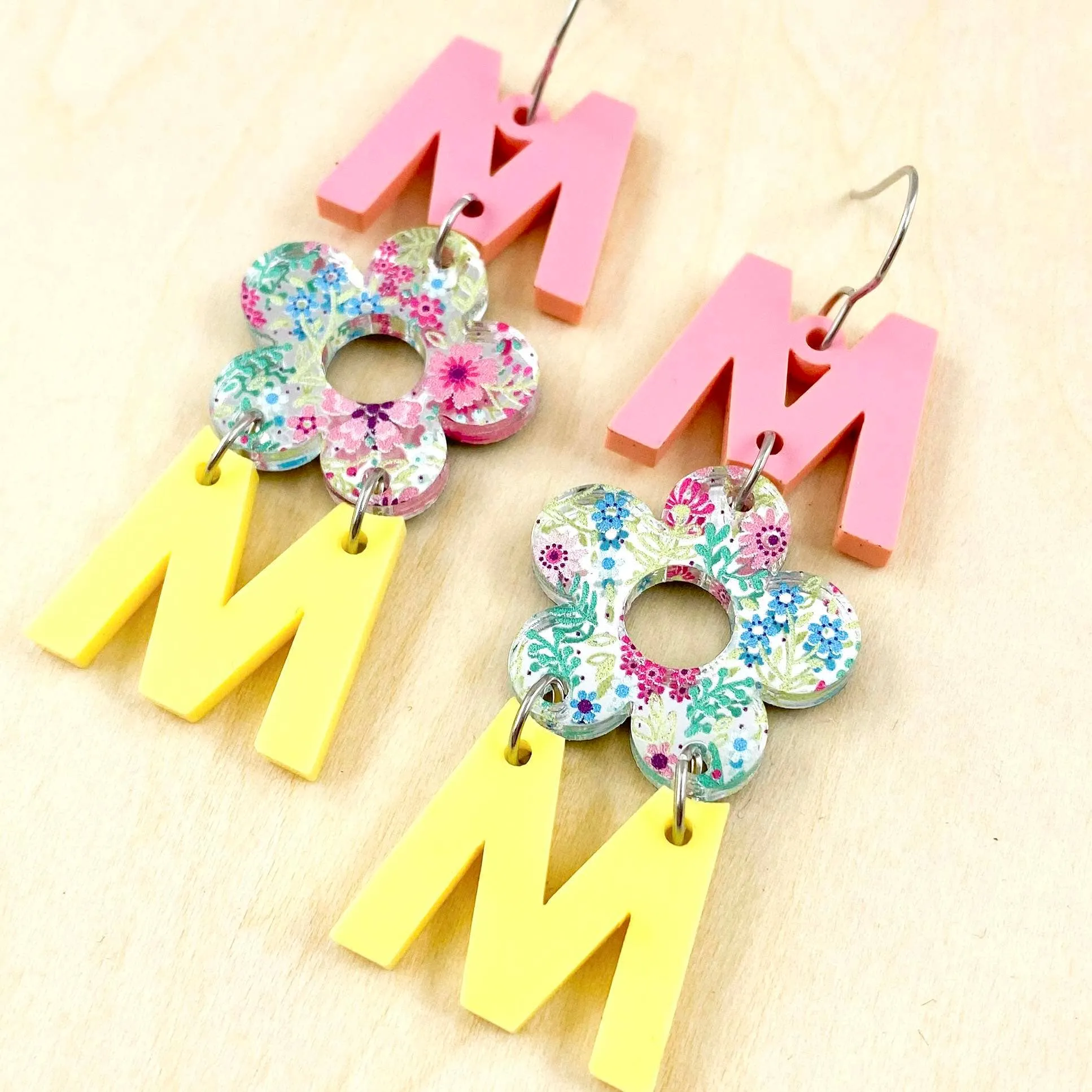 Spring Floral Mom Acrylics -Mother's Day Earrings