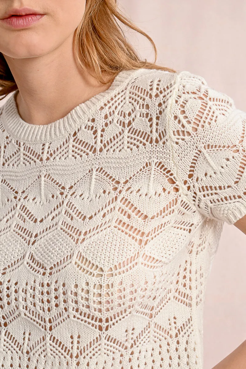 S/S Textured Sweater - Off White
