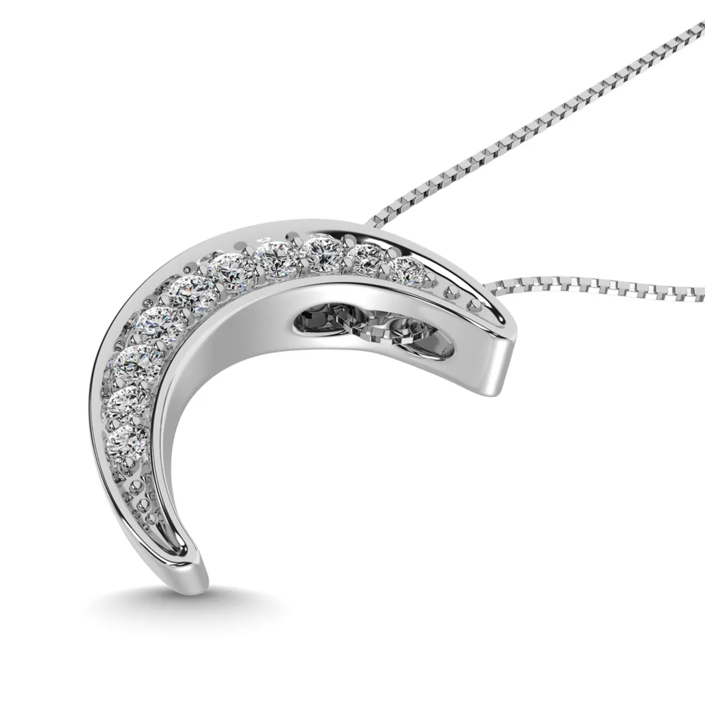 Sterling Silver Diamond 1/10 CT TW Moon Pendant