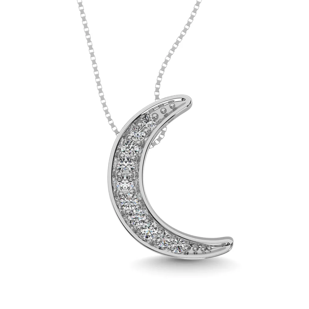 Sterling Silver Diamond 1/10 CT TW Moon Pendant