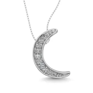 Sterling Silver Diamond 1/10 CT TW Moon Pendant
