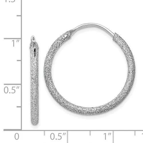 Sterling Silver Laser Sparkle Textured 2mm Endless Earrings - 26mm