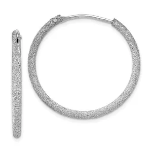 Sterling Silver Laser Sparkle Textured 2mm Endless Earrings - 32mm