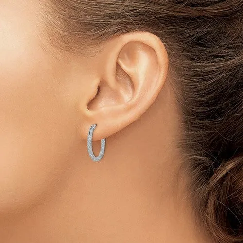 Sterling Silver Laser Sparkle Textured 2mm Endless Earrings
