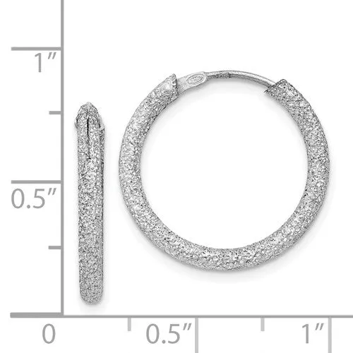 Sterling Silver Laser Sparkle Textured 2mm Endless Earrings