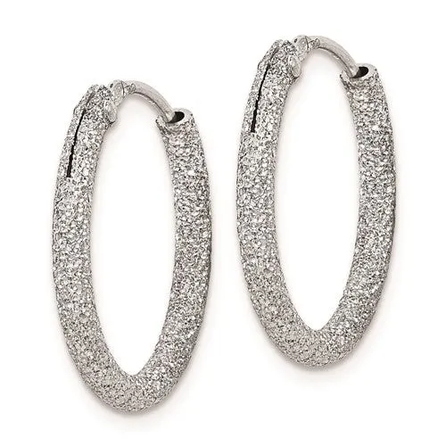 Sterling Silver Laser Sparkle Textured 2mm Endless Earrings